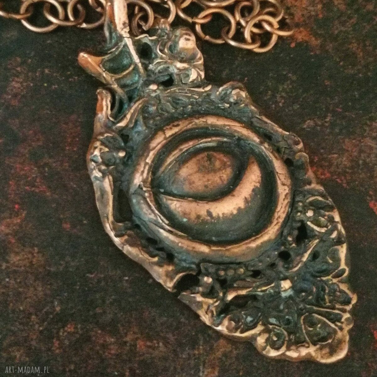 Miedziane Oko Saurona - wisior z Art Clay (jedyny egzemplarz)