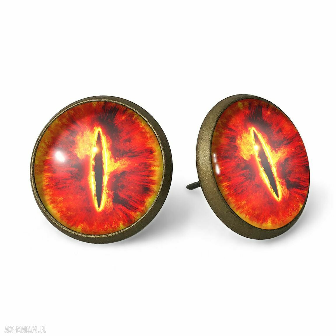 Oko saurona kolczyki sztyfty wkrętki fantasy ręcznie robione