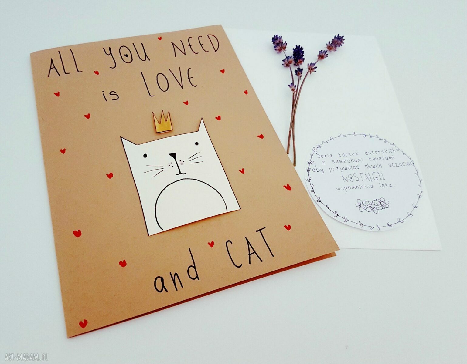 eko kartka z suszonym kwiatem handmade