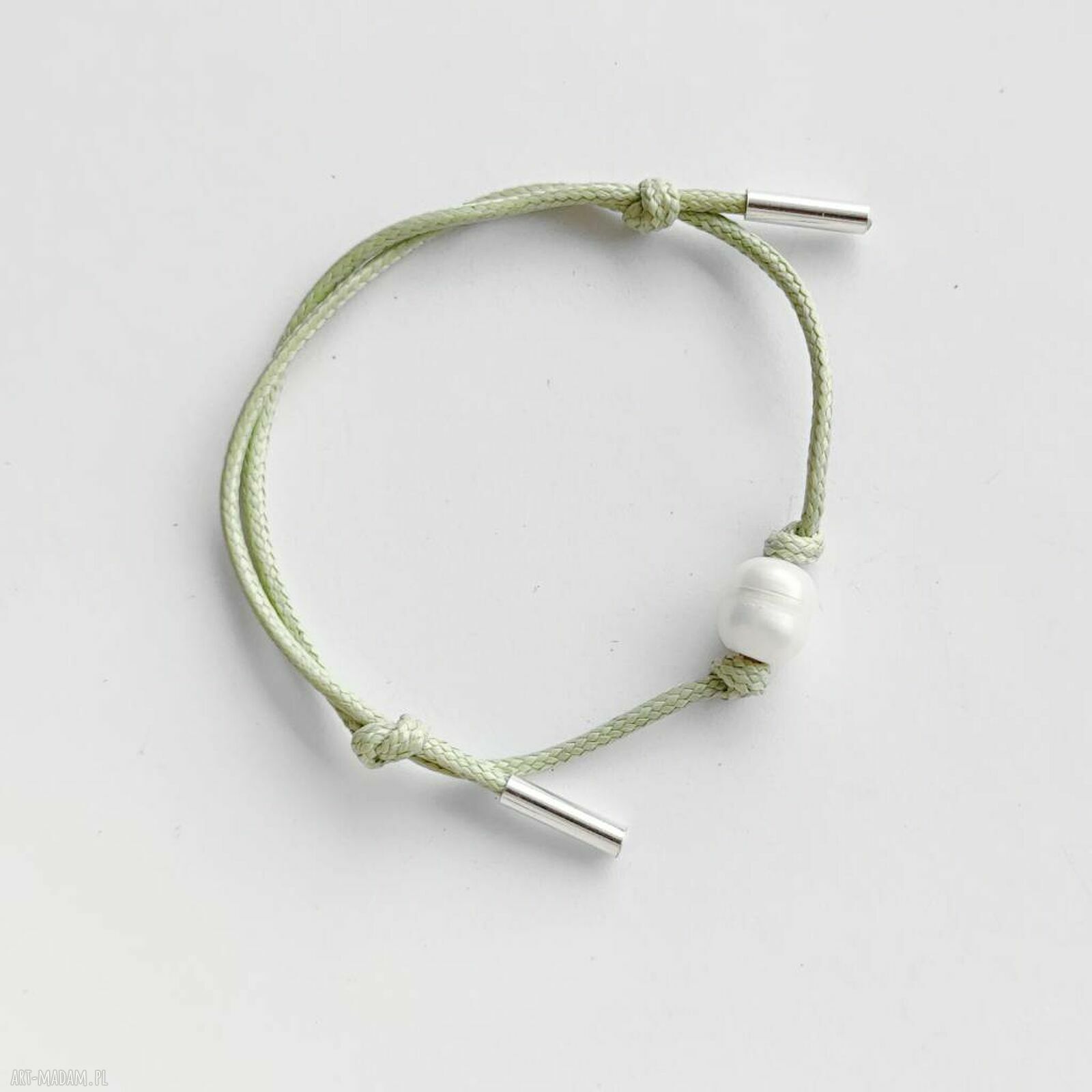 Okrąg bransoletka handmade z perłą słodkowodną i srebrem 925