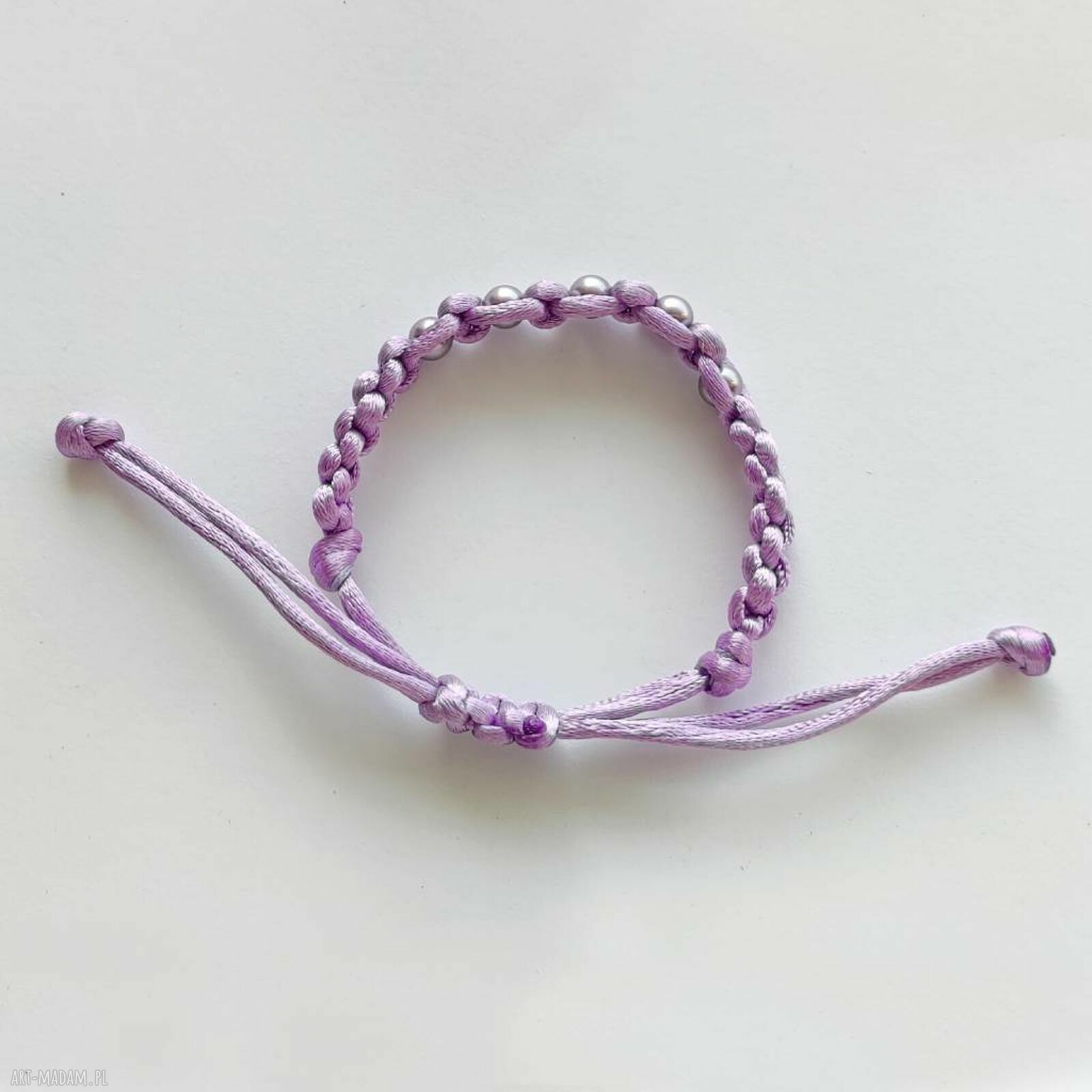 Fioletowa regulowana bransoletka z perłą Swarovski