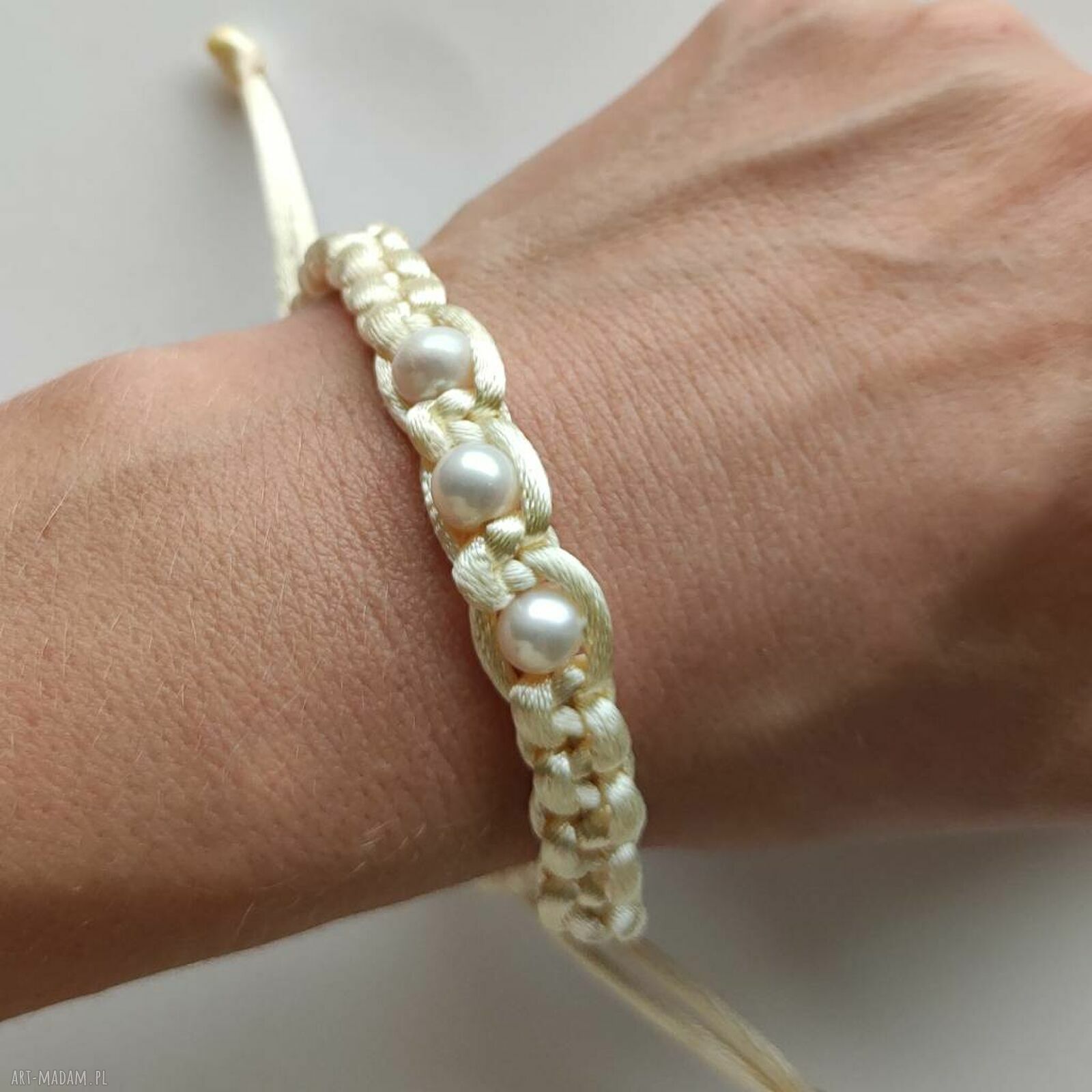 OKRĄG - regulowana bransoletka z perłą handmade