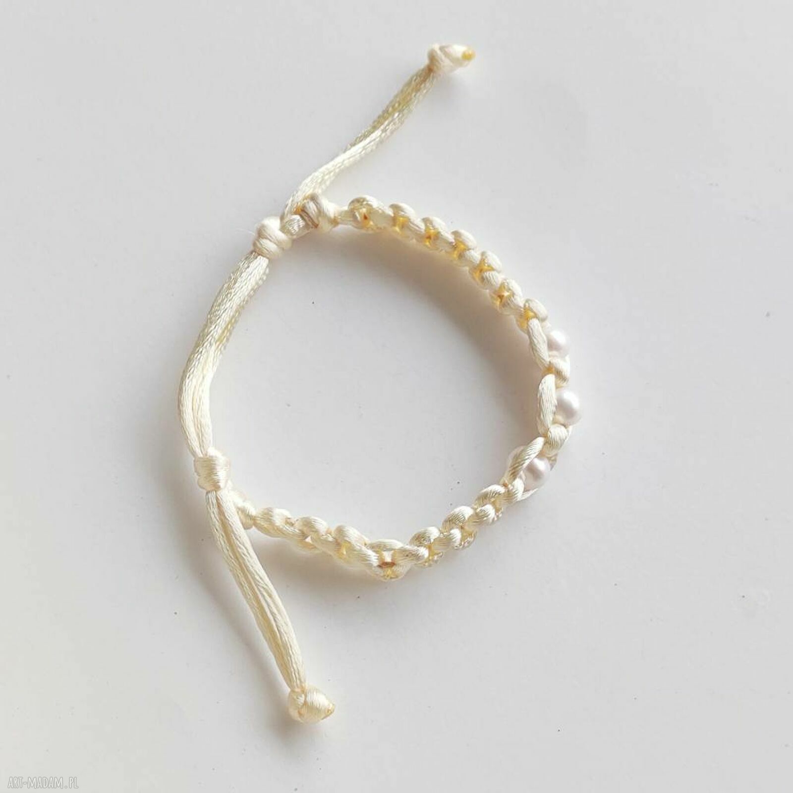 OKRĄG - regulowana bransoletka z perłą handmade