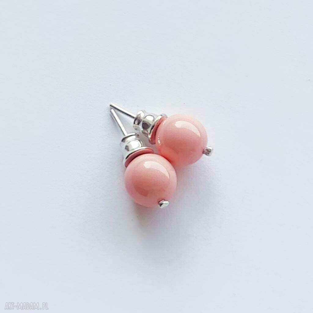 OKRĄG kolczyki na sztyftach - perła Swarovski 1 cm