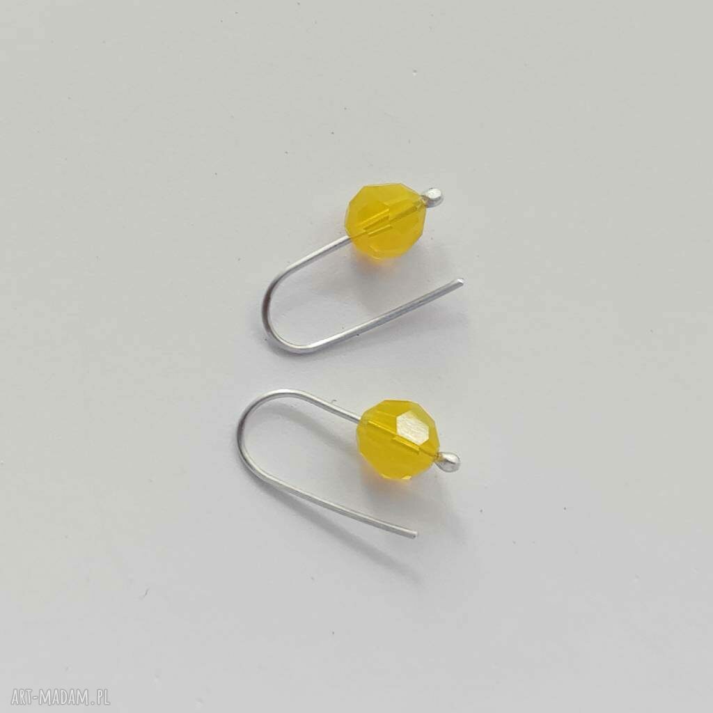 Okrągłe kolczyki OKRĄG ze srebra 925 i Swarovski Elements 8 mm - żółty blask