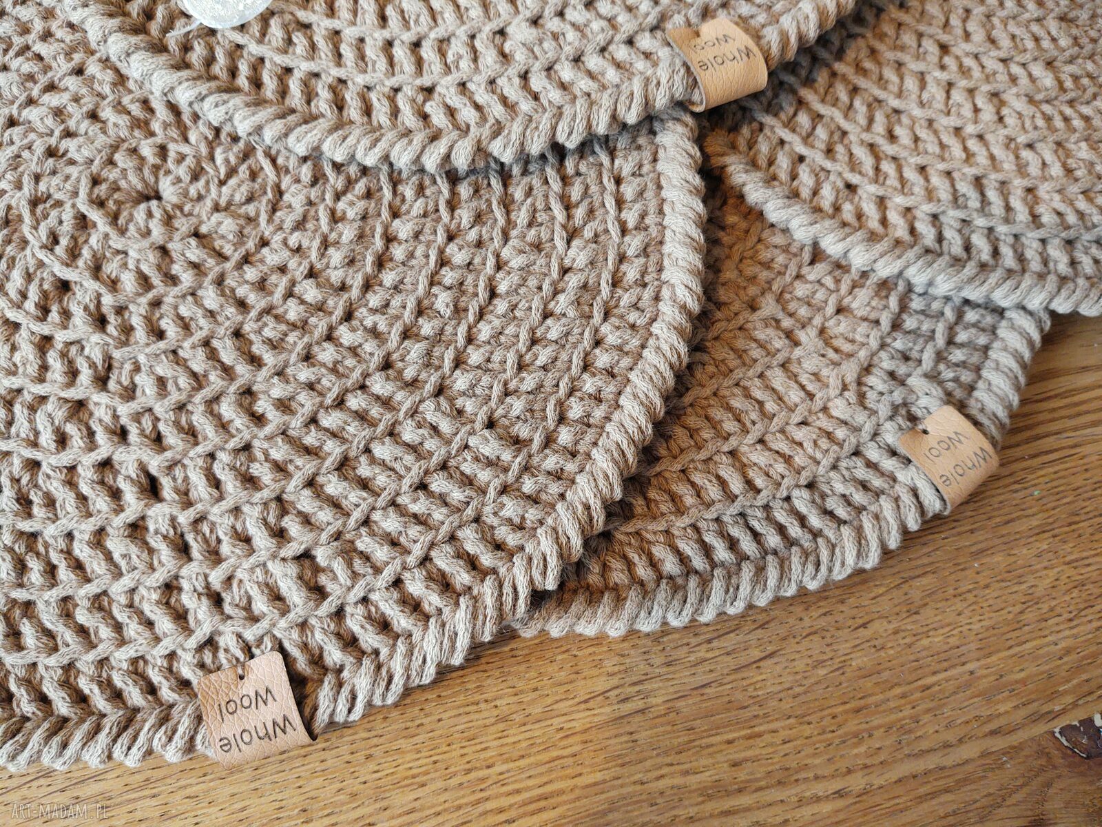 Zestaw 4 podkładek cappuccino ze sznurka bawełnianego 29 cm (okrągłe)