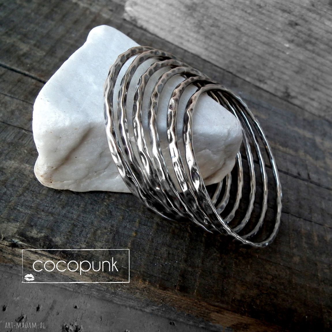 Bransoletka okrągła bangle - gruba ze srebra 925 (handmade)