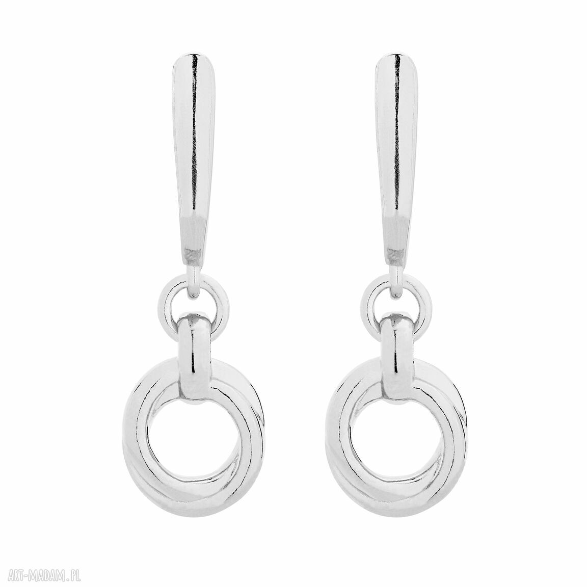 Srebrne kolczyki oponkami oponki okrągłe zapinane eleganckie