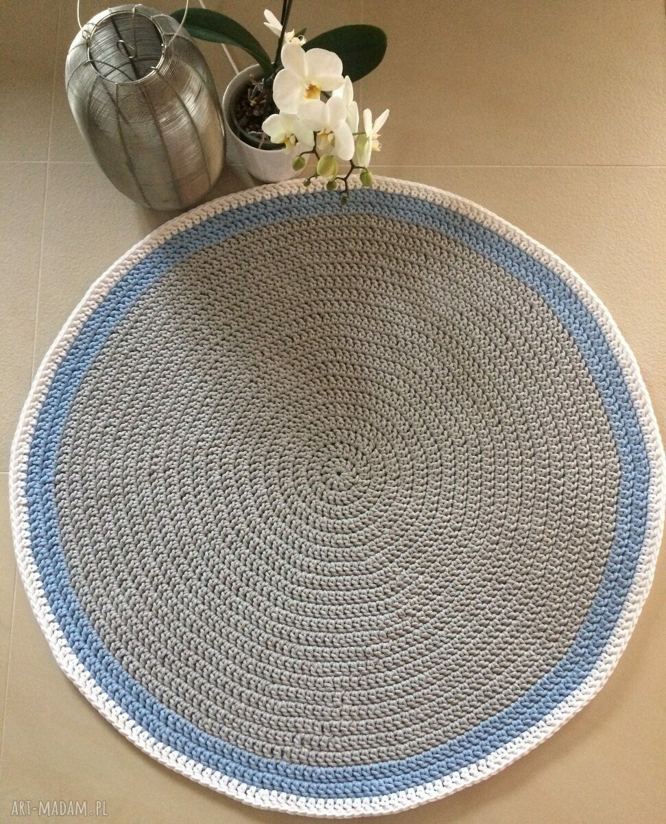 Okrągły dywan 110 cm Scandi ze sznurka bawełnianego - ręcznie szydełkowany
