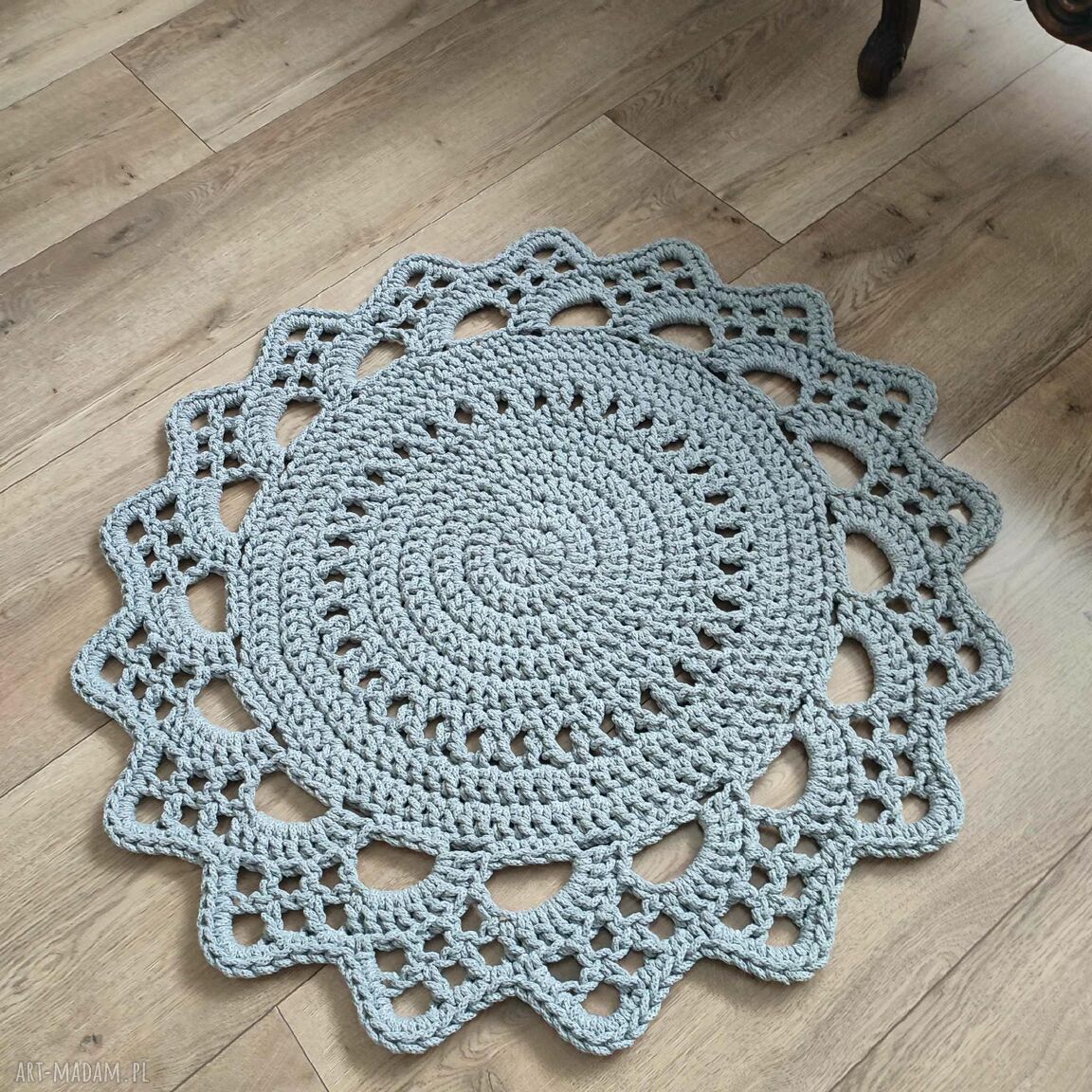 Dywan okrągły szydełkowy z sznurka bawełnianego 80 cm