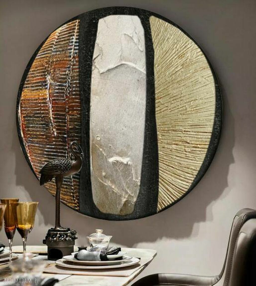 Okrągły obraz Callanno - teksturowana dekoracja (70 cm) do salonu