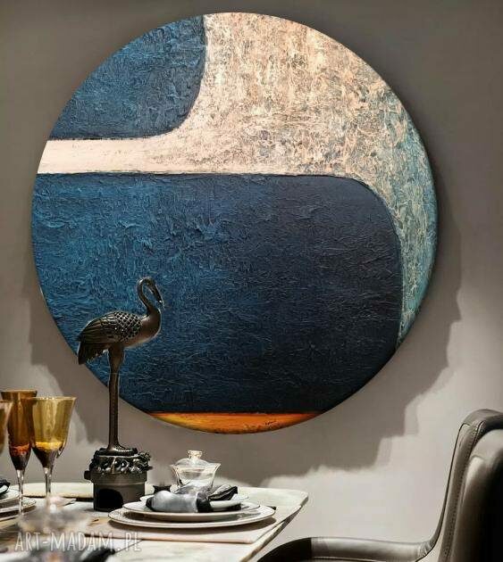 MANCHAS DE MAR - okrągły obraz strukturalny do salonu (70 cm)