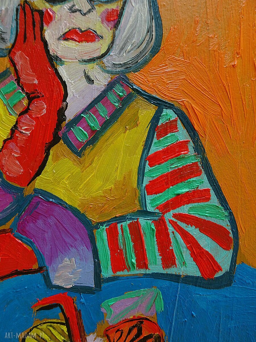 Obraz olejny Portret Babcia z drinkiem - edycja limitowana (A4)