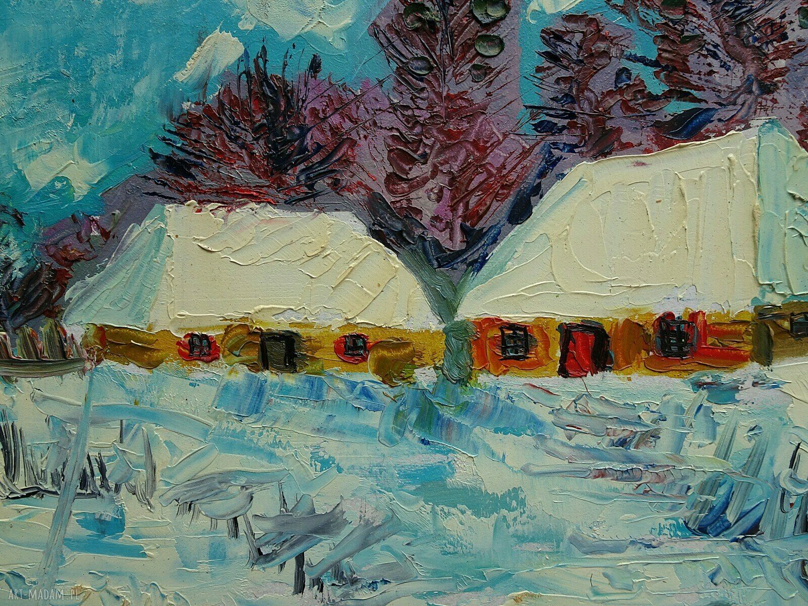 Obraz olejny „Zima na wsi” - 24 x 30 cm, sygnowany z przodu (edycja limitowana)