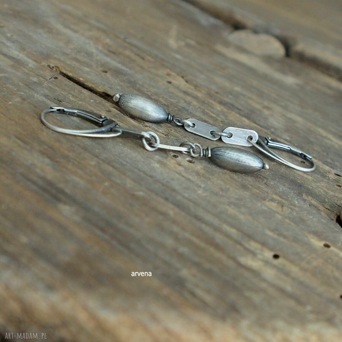 Oliwki Ag - długie kolczyki wiszące z oksydowanego srebra 925
