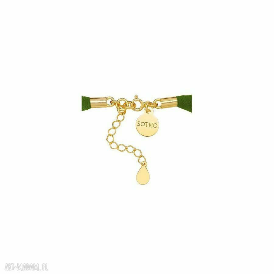 naszyjniki: Oliwkowy aksamitny choker z regulowanym zapięciem hand made