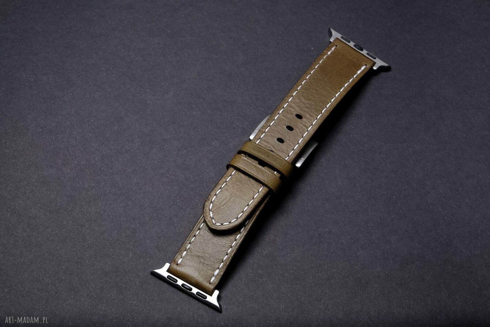 Oliwkowy pasek do Apple Watch z włoskiej skóry Ponte