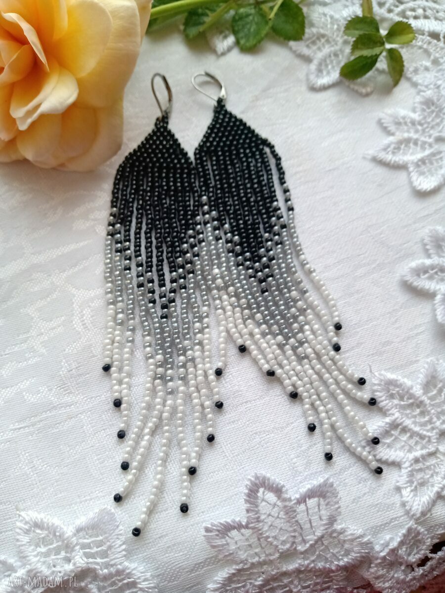 Kolczyki Ombre koralikowe chwosty - handmade beading