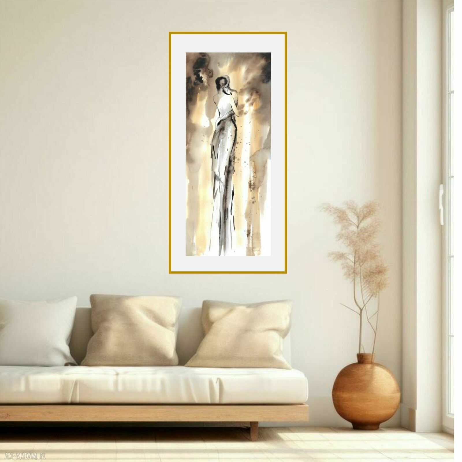 Ona i On - grafika akwarelą i tuszem 30 x 73 cm