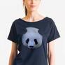 ręczne wykonanie bluzki panda koszulka damska oversize czarna t shirt