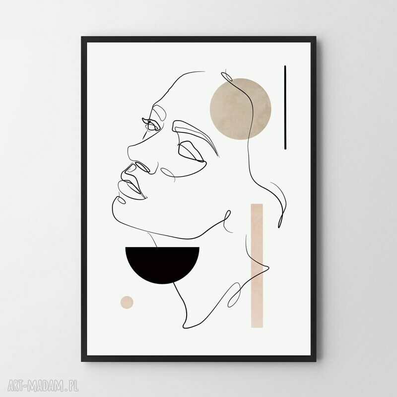 Plakat One Line z Różem 50x70 cm - portret kobiety w geometrii