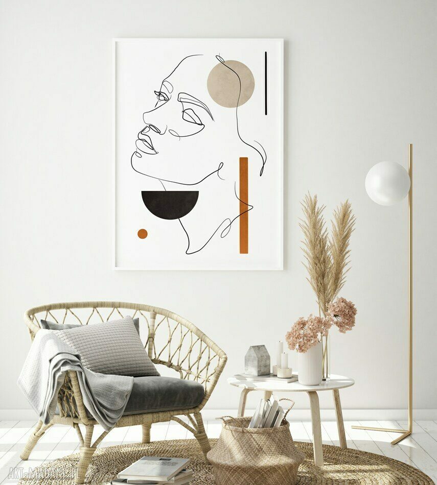 Plakat One Line 50x70 cm - kobieta twarz portret w geometrii