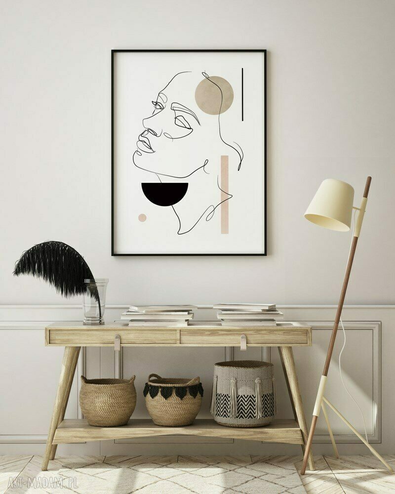 Plakat One Line z Różem 50x70 cm - portret kobiety w geometrii