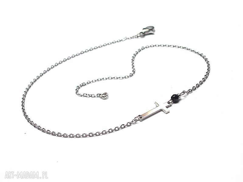 Choker ze stali szlachetnej z krzyżykiem i fasetowanym agatem 4 mm - Alloys Collection Line Cross vol. 2