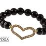 hand made bransoletki golden heart in black