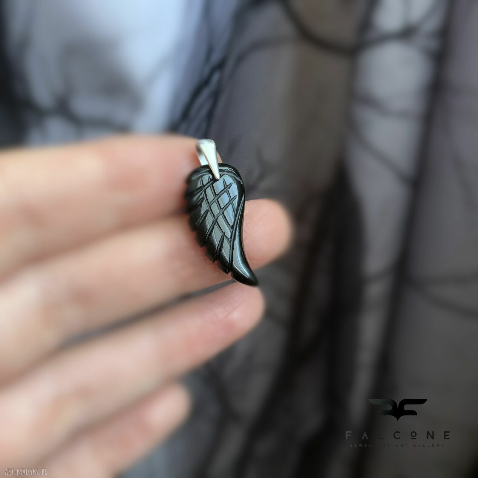 Zawieszka Onyx Wing - wisiorek ze srebra i onyksu