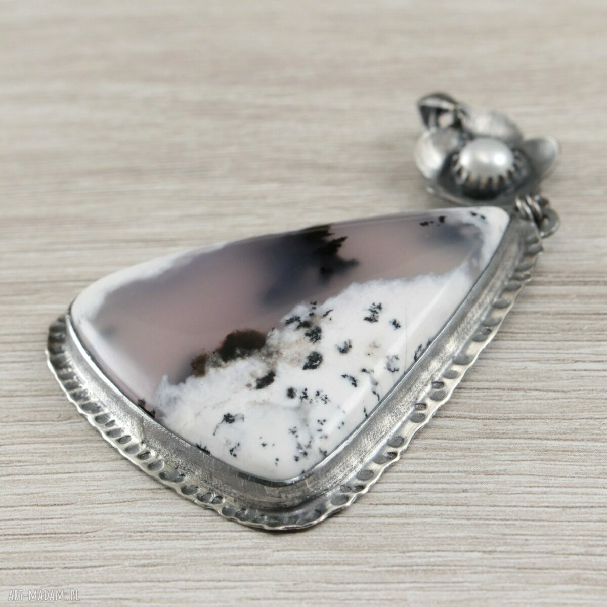 Opal dendrytowy i srebro - wisior 1853