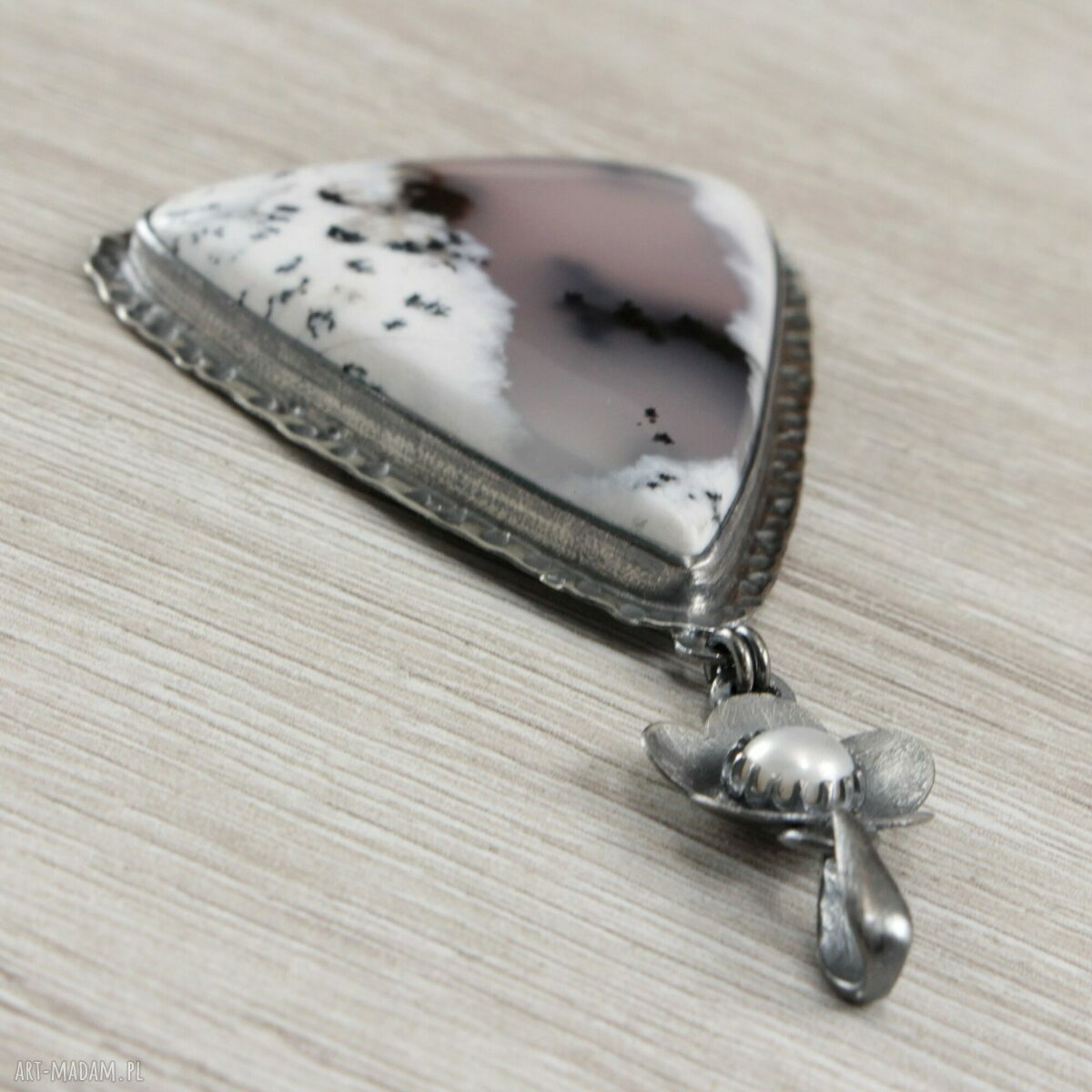 Opal dendrytowy i srebro - wisior 1853