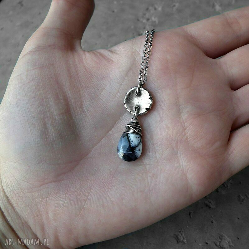 naszyjniki: OPAL DENDRYTOWY I SREBRO NASZYJNIK Z PASTYLKĄ. ręcznie robione