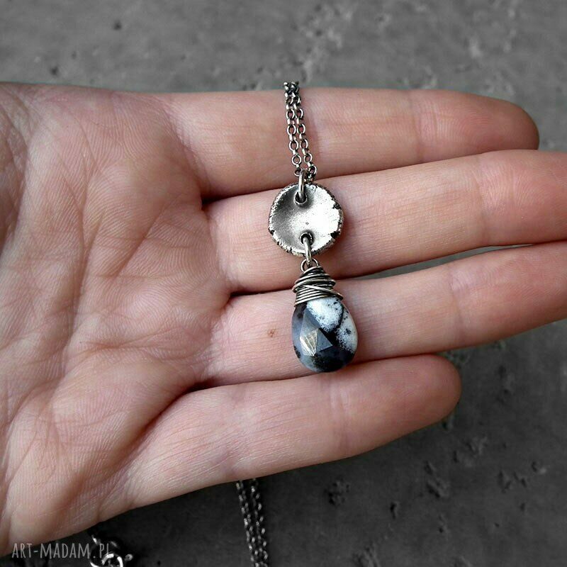 naszyjniki: OPAL DENDRYTOWY I SREBRO NASZYJNIK Z PASTYLKĄ. ręcznie robione