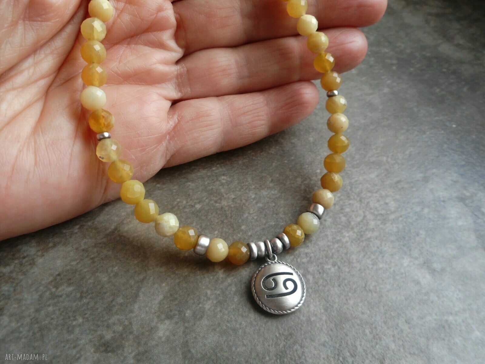 Naszyjnik z opalem dla zodiakalnego Raka - srebro 925 oksydowane