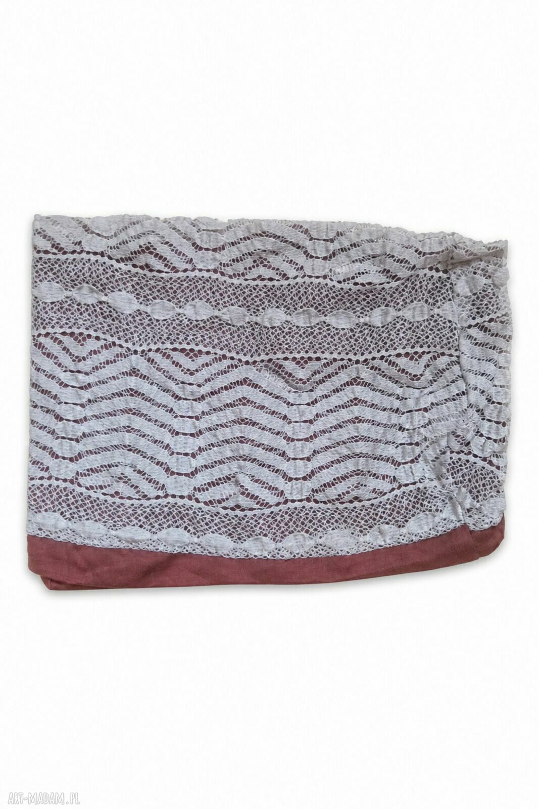 Pudrowa koronkowa opaska na głowę handmade