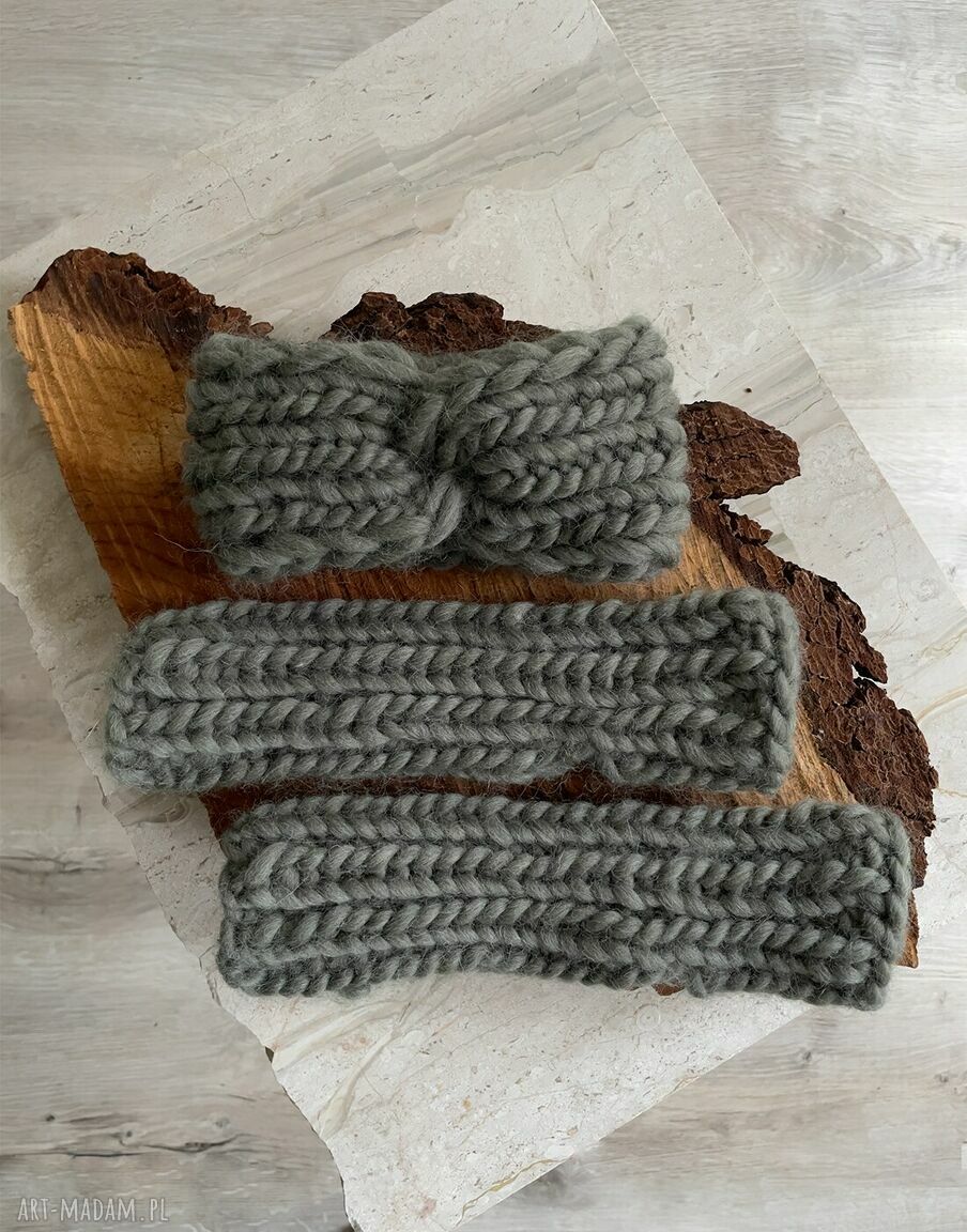 Opaska Chunky Sage Green ręcznie robiona na drutach
