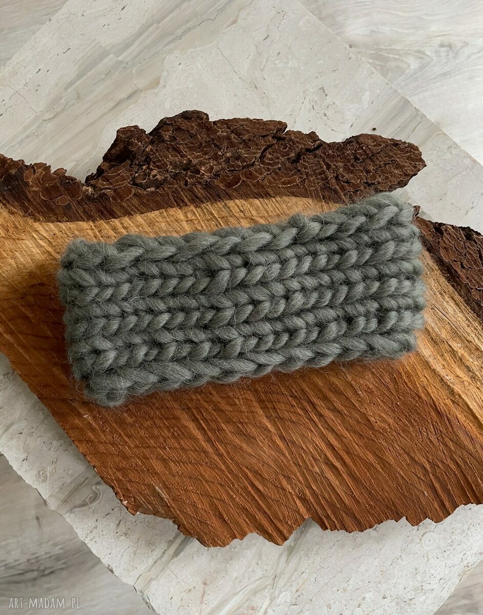 Opaska Chunky Sage Green ręcznie robiona na drutach
