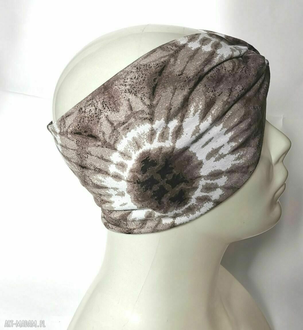 Opaska turbanowa cieniowana w beżowych odcieniach - boho i etno