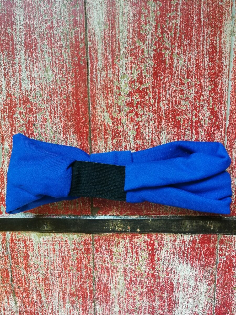Niebieska, gruba opaska damska na gumce - uniwersalna, handmade Ruda Klara