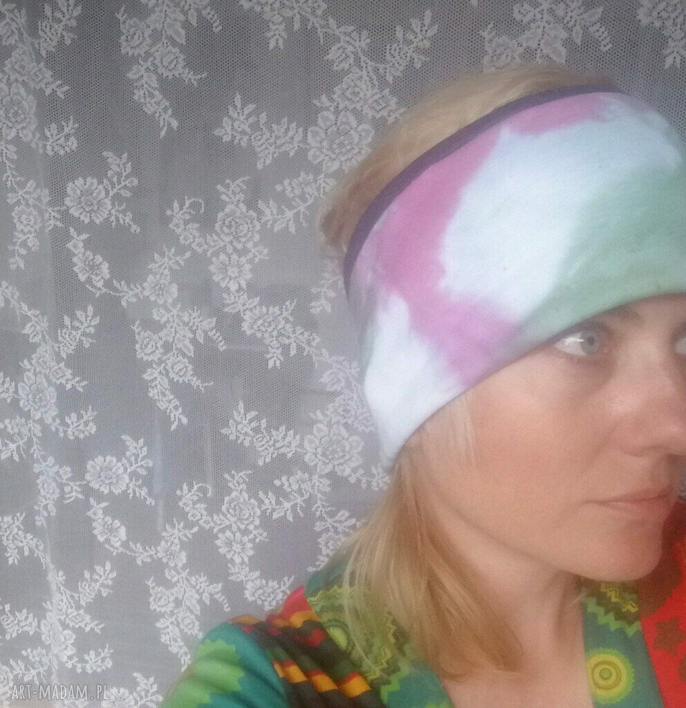 Ręcznie farbowana opaska damska BOHO - obwód 59-60 cm