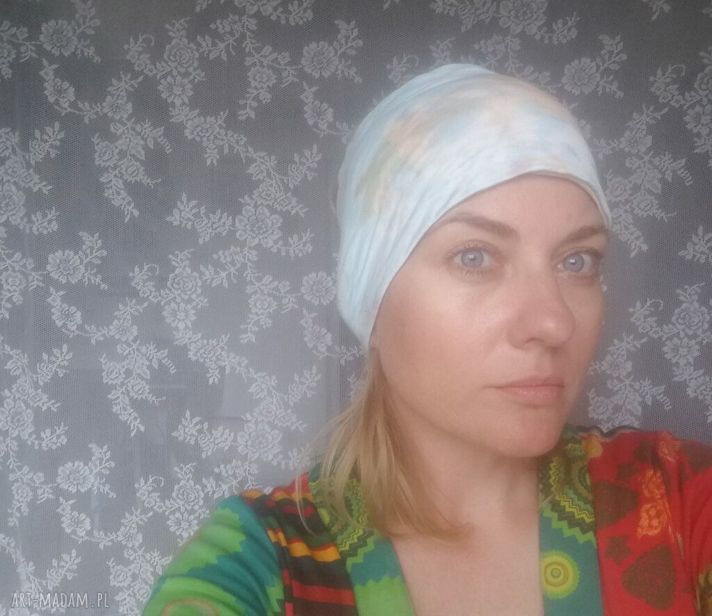Opaska damska ręcznie farbowana boho-box (59-60 cm) na ecru podszewce