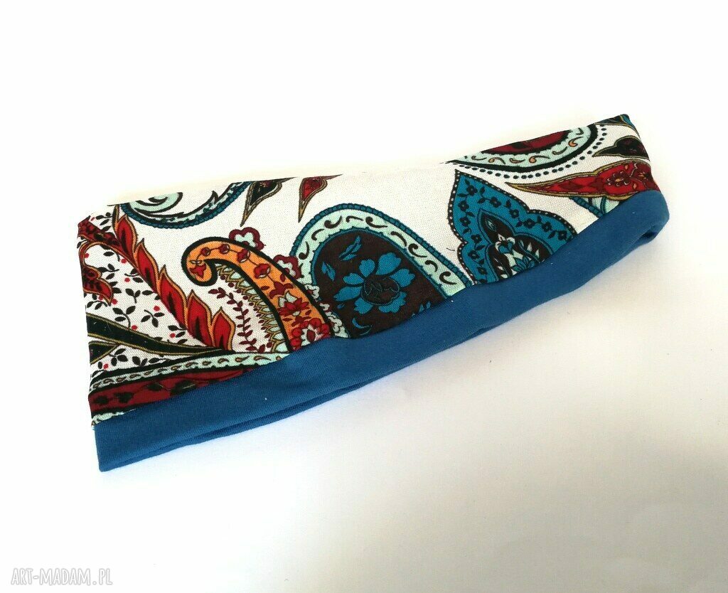 Szeroka opaska damska wiosenna w kwiaty Boho handmade