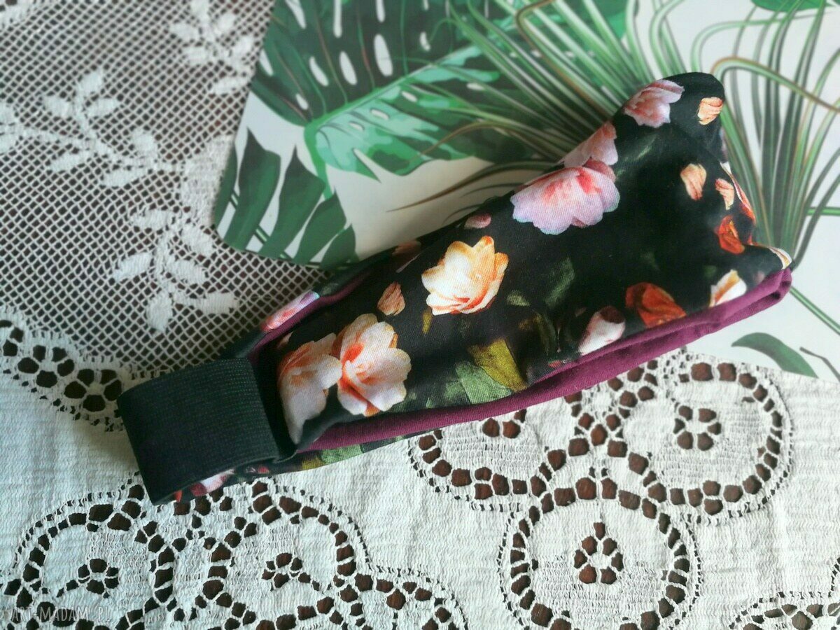 Opaska damska wiosenna w kwiaty - uniwersalna handmade na gumce