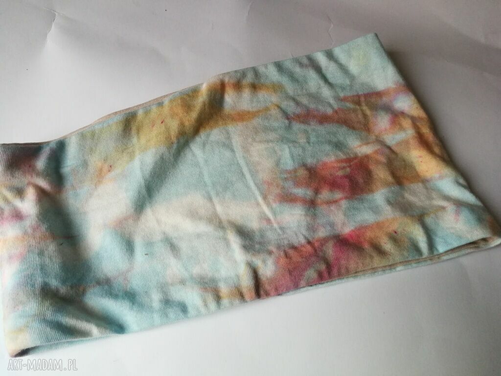 Opaska damska ręcznie farbowana boho-box (59-60 cm) na ecru podszewce
