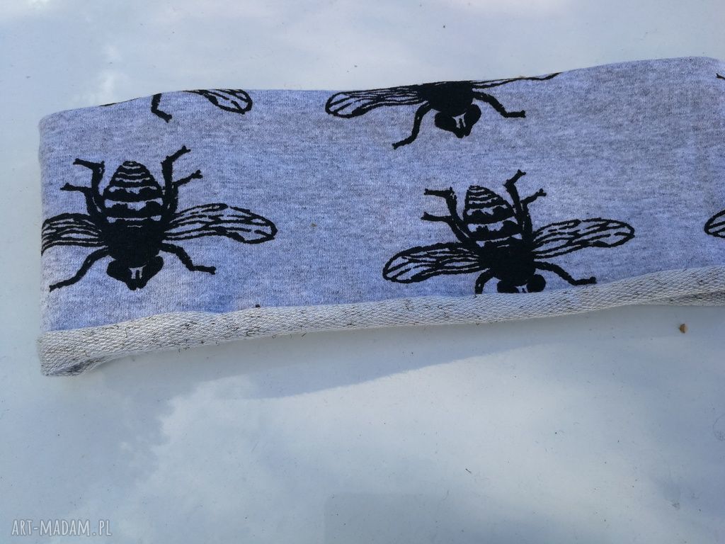 Opaska damska szara w muchy - etno boho, sport i joga