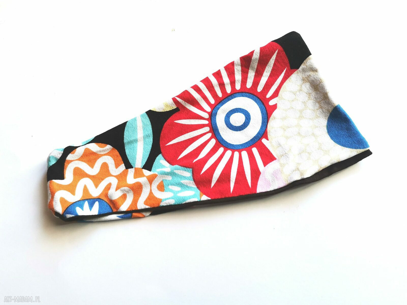 Kolorowa opaska damska handmade do sportu 56-57 cm na podszewce