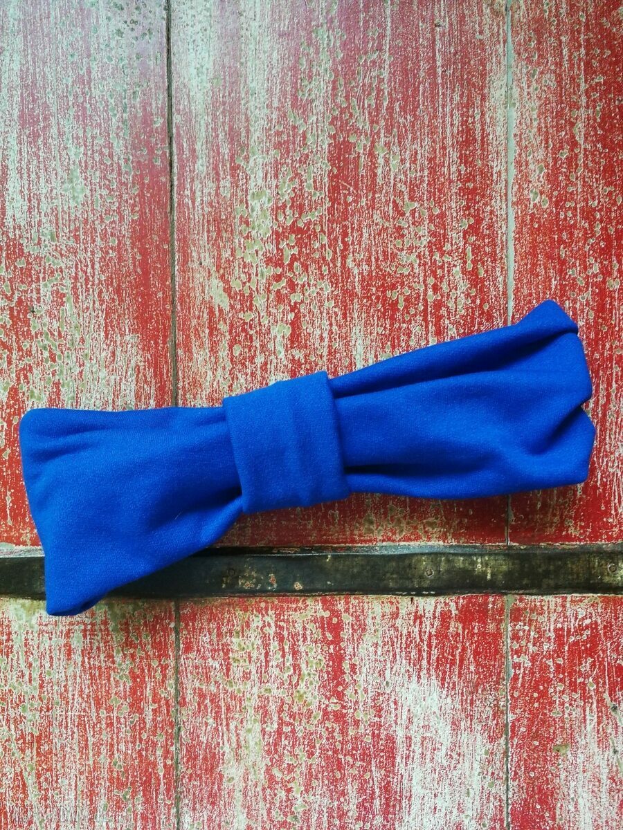 Niebieska, gruba opaska damska na gumce - uniwersalna, handmade Ruda Klara