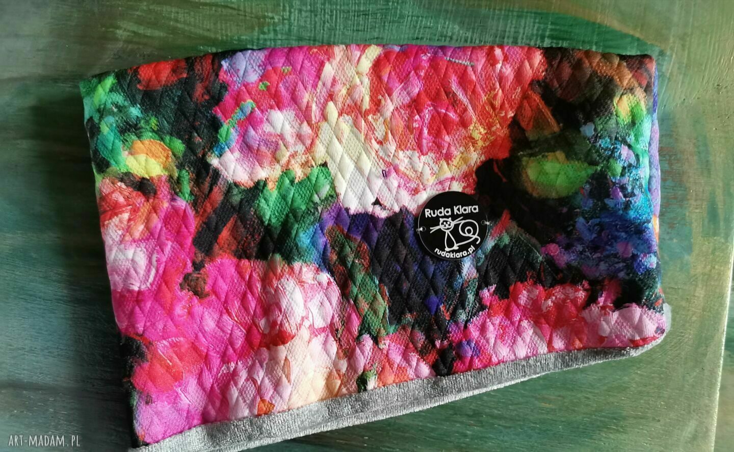 Opaska dla dziewczynki 4-7 lat etno kwiaty Ruda Klara - szerokość 16 cm