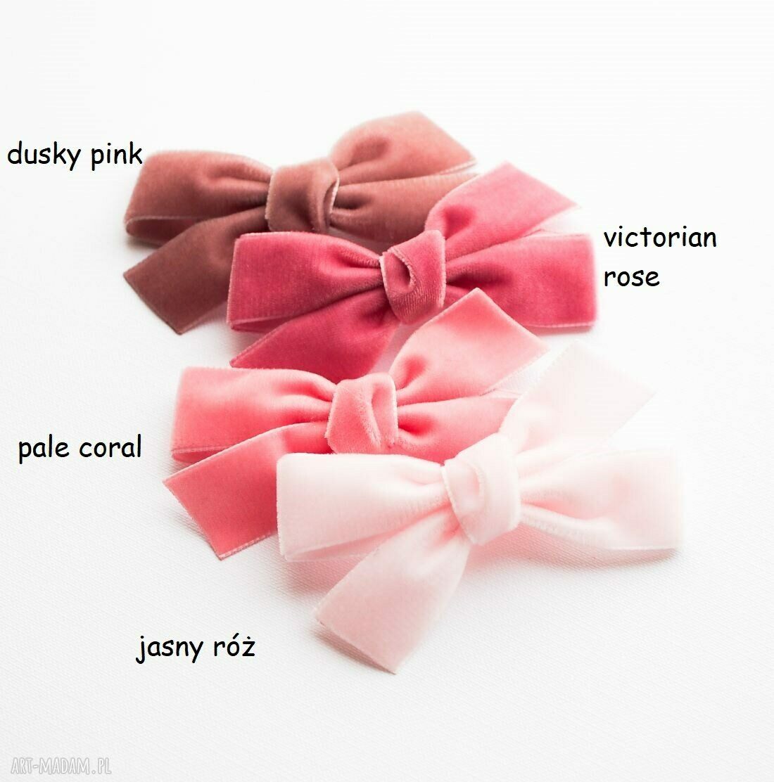 Opaska do włosów Velvet Bow - jasny róż